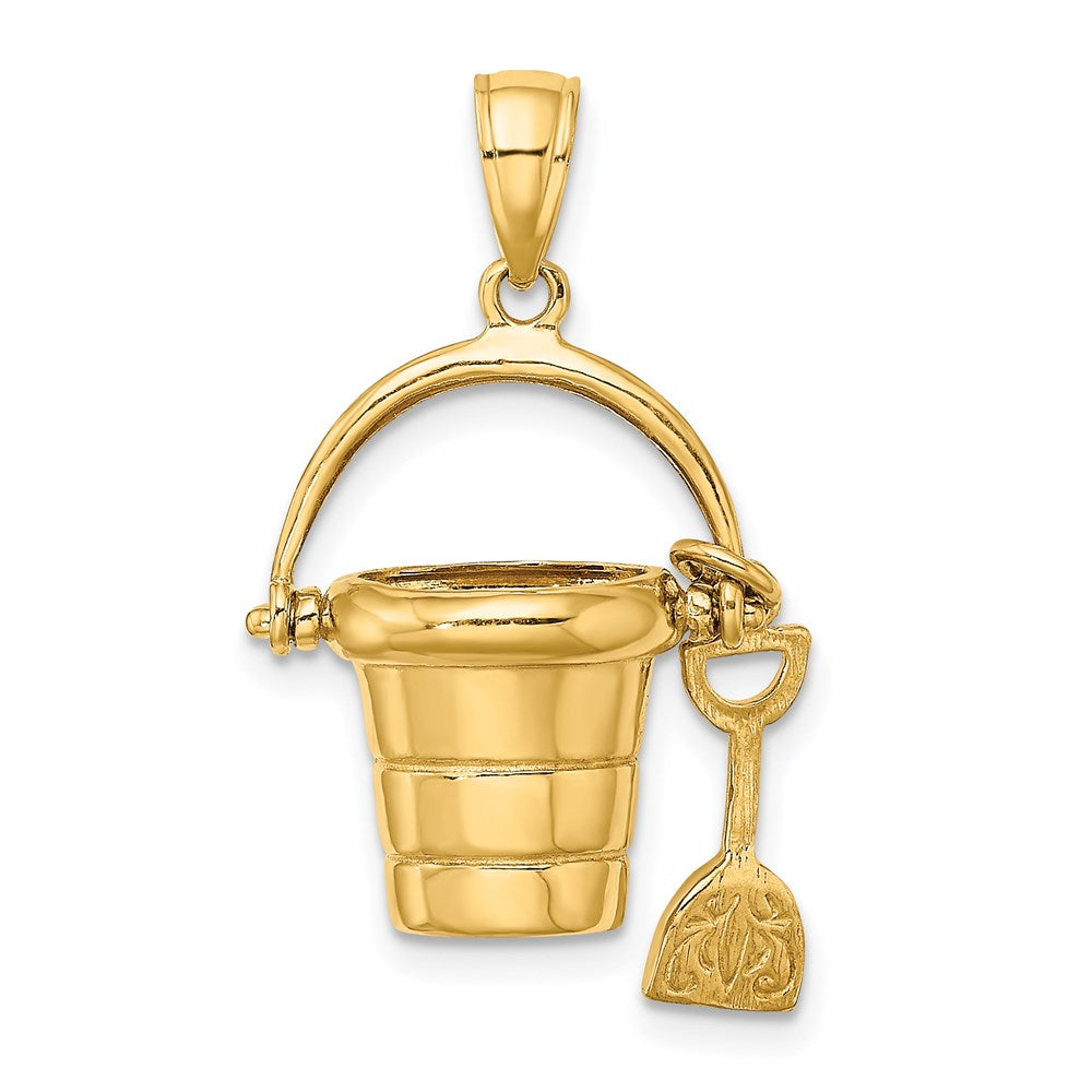 14K 3-D Moveable Beach Bucket W/ Shovel Charm