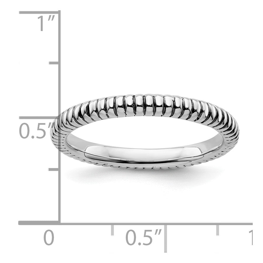 Sterling Silver Stackable Expressions Antiqued Ring Size -7