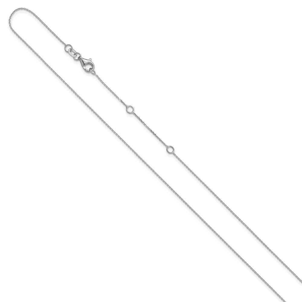 14k White Gold .85mm D/C Square Cable 1in+1in Adjustable Chain