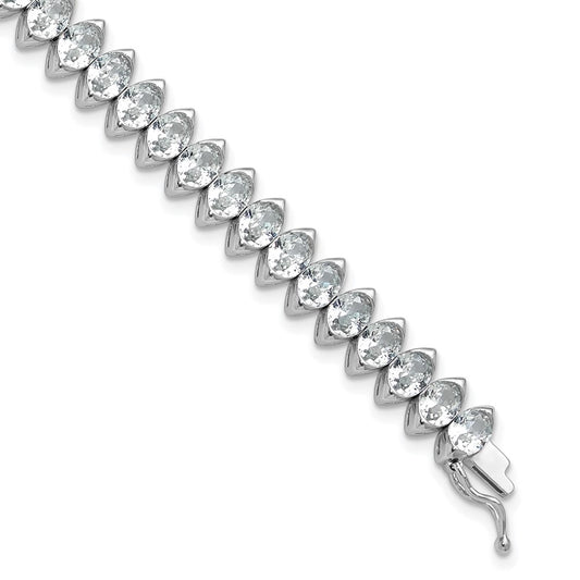 Sterling Shimmer Sterling Silver Rhodium-plated 5mm x 4mm CZ 41 Stone 7 inch Bracelet 7 inches