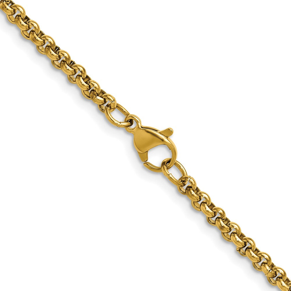 Chisel Stainless Steel Polished Yellow IP-plated 3mm 20 inch Rolo Chain