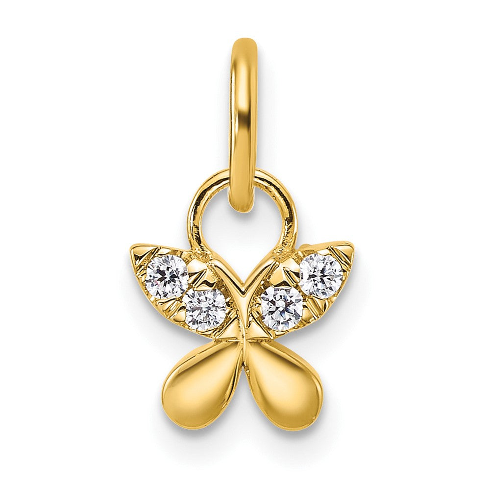 14K Polished Diamond Butterfly Charm