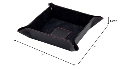 Black Leather with Red Stitching Pigskin Lined Snap Valet Tray QGM21273