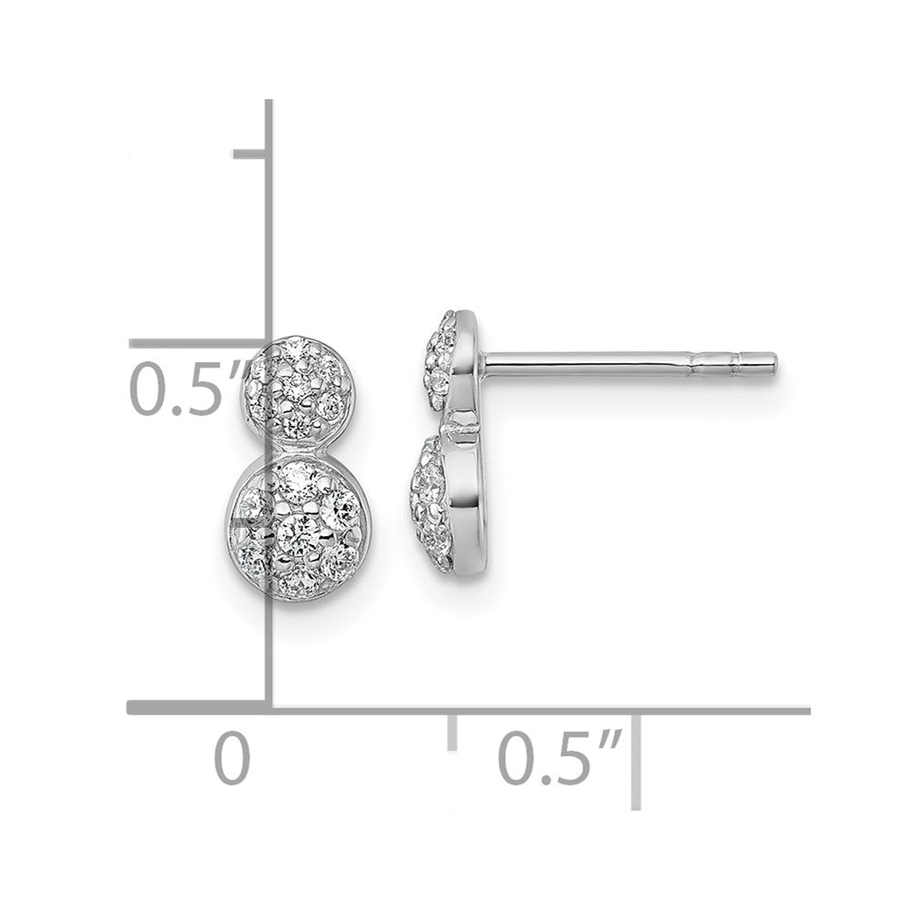 Sterling Silver Rhodium-plated Polished Fancy CZ Two Circles Post Earrings