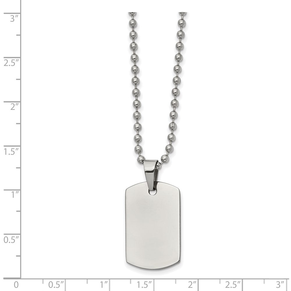 Stainless Steel Brushed and Polished Reversible Dog Tag 22in Necklace
