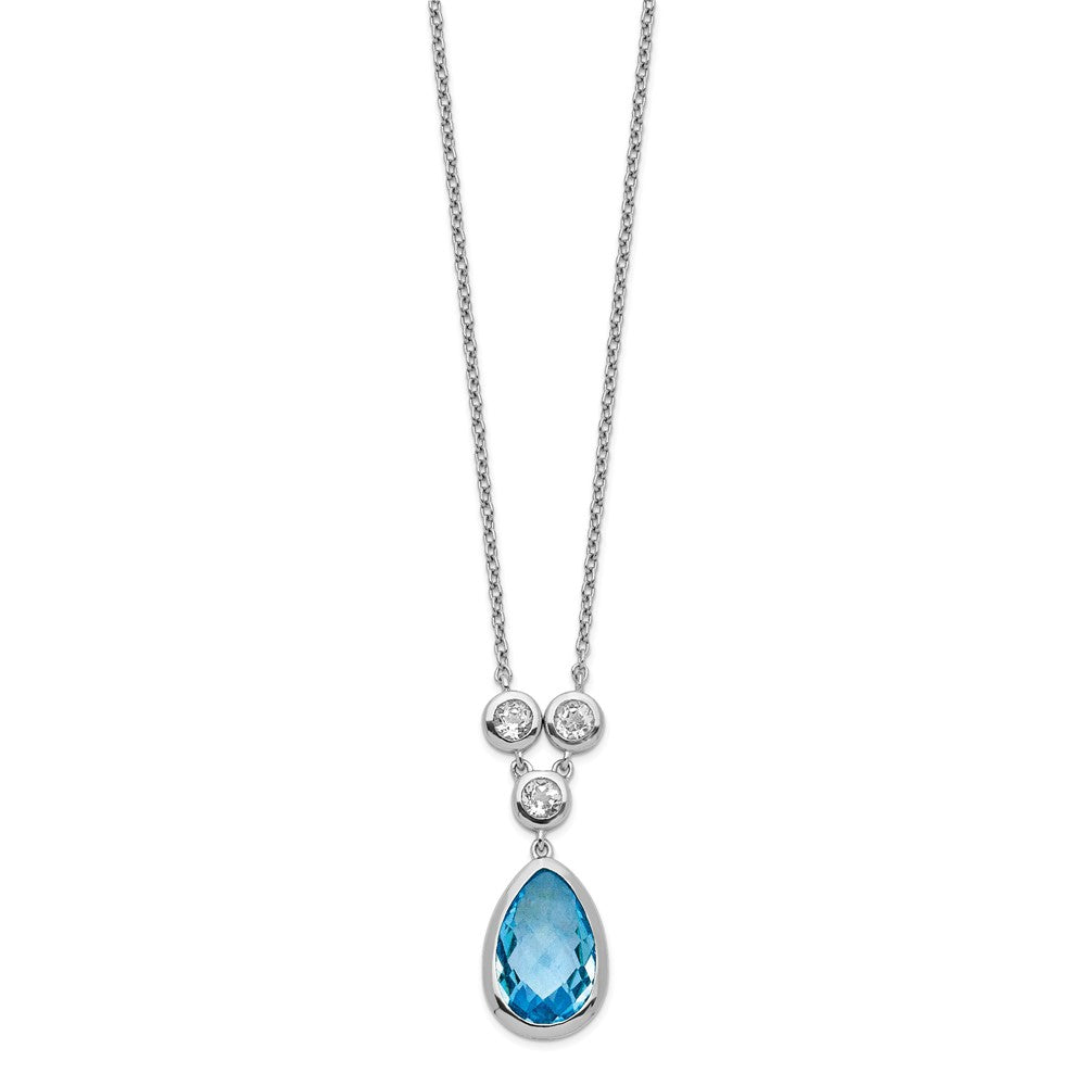 Sterling Silver Rhodium-plated White & Blue Topaz w/ 2in ext. Necklace 16 Inches