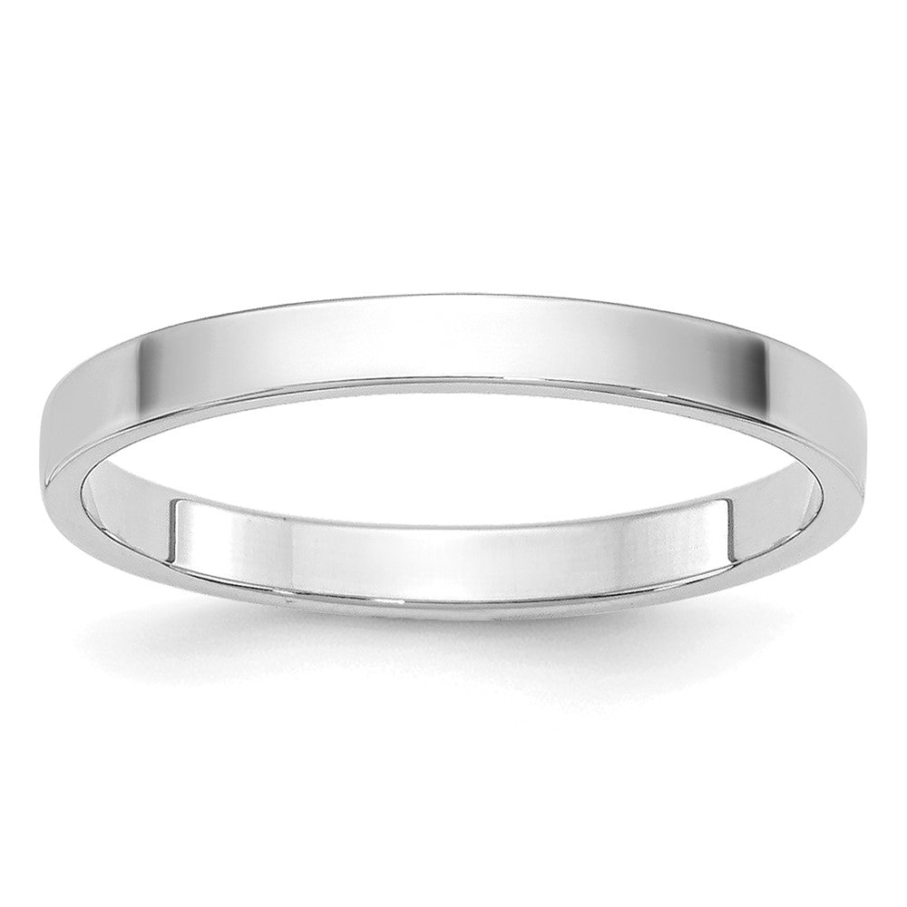 10k White Gold 2mm Lightweight Flat Wedding Band Size 7.5