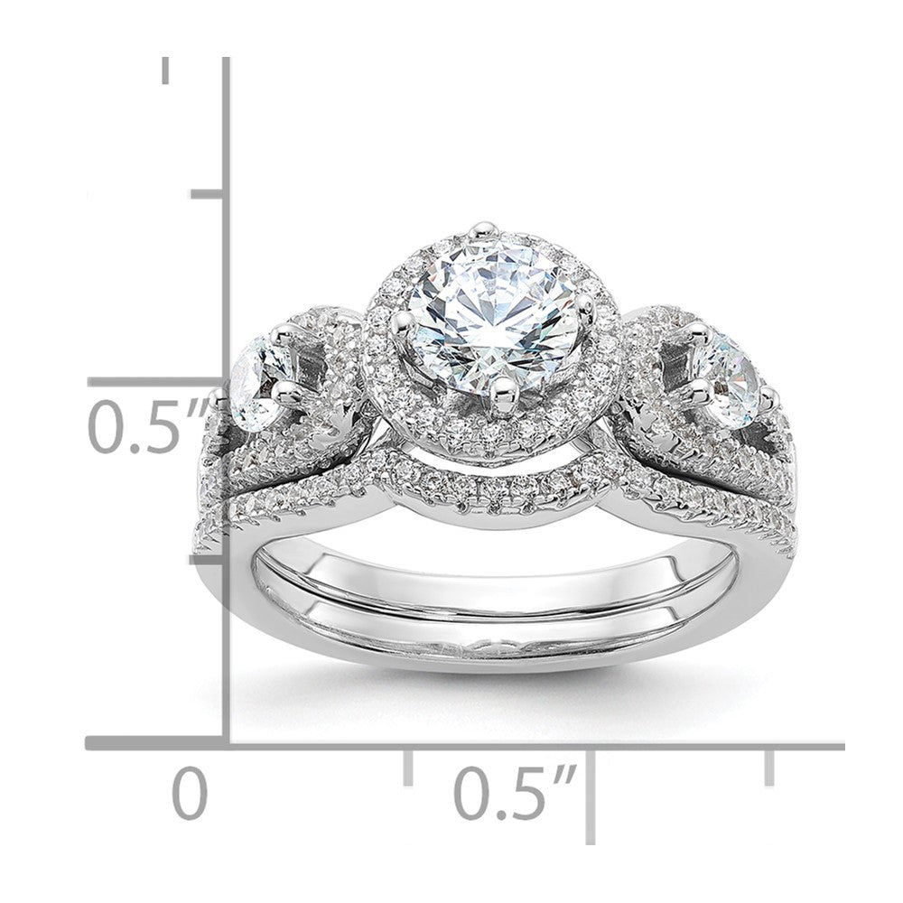 Brilliant Embers Sterling Silver Rhodium-plated 93 Stone Micro Pav‚ CZ 2-piece Wedding Set
