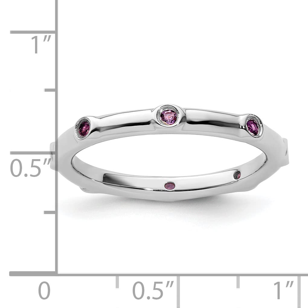 Sterling Silver Stackable Expressions Amethyst Ring Size -9