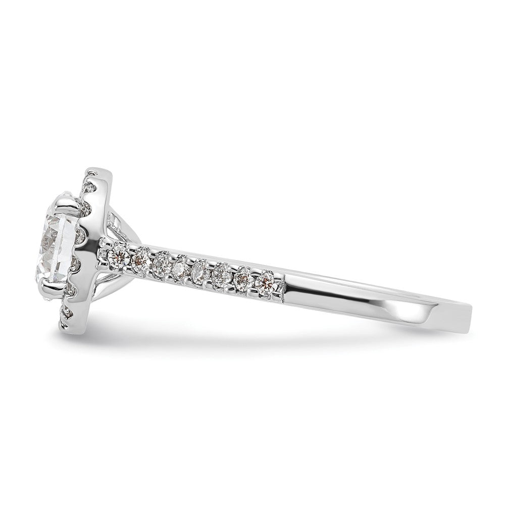 Sterling Silver Rhodium-plated Diamonore Circle Halo Ring