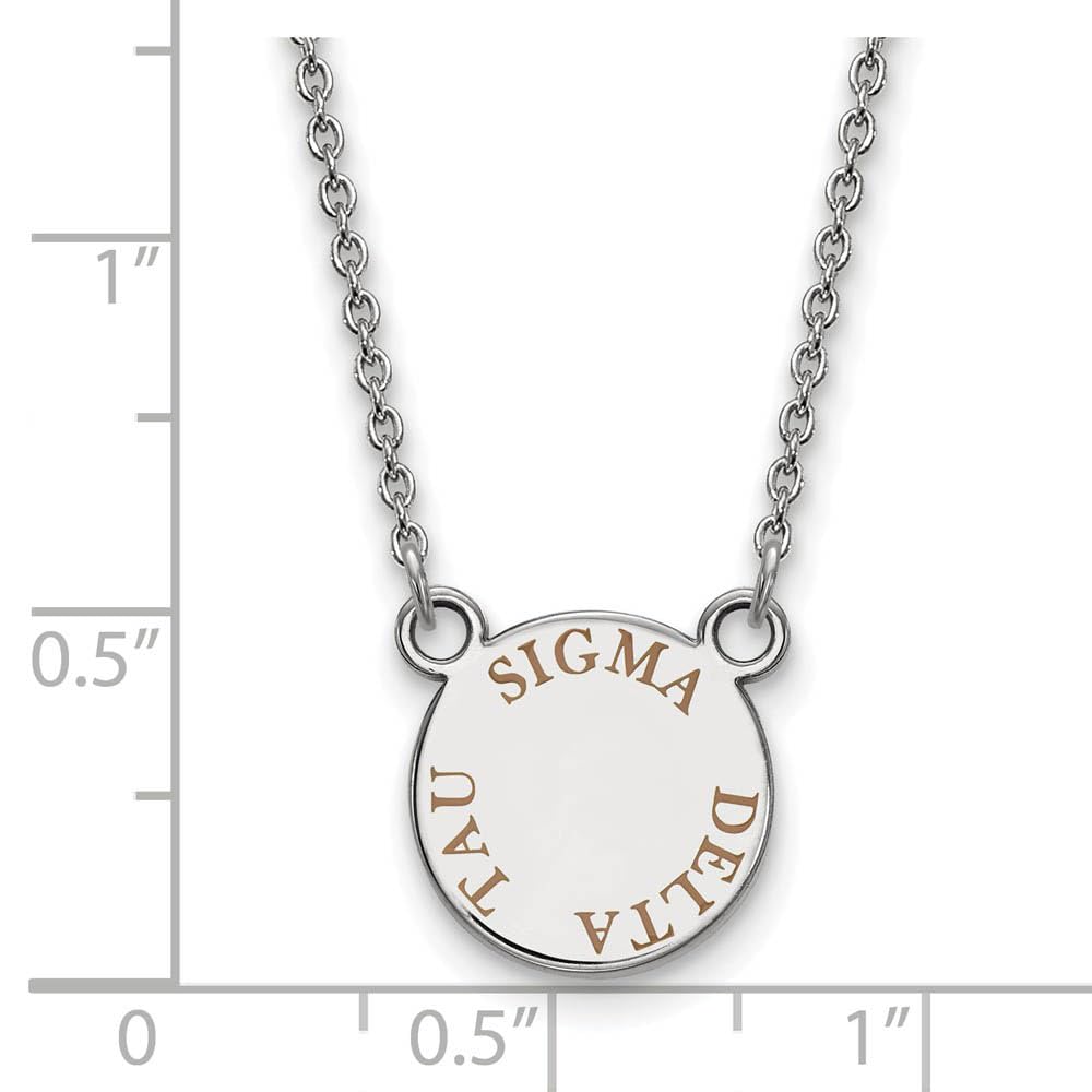 Sterling Silver 18in Official Licensed Greek Sororities Sigma Delta Tau XS Enamel Pendant w/Necklace