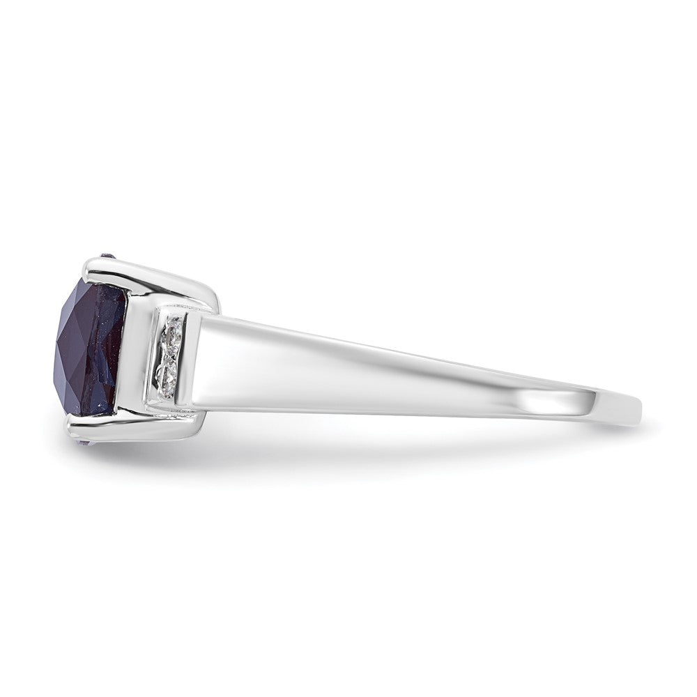 10k WG Created Alexandrite and Diamond Ring