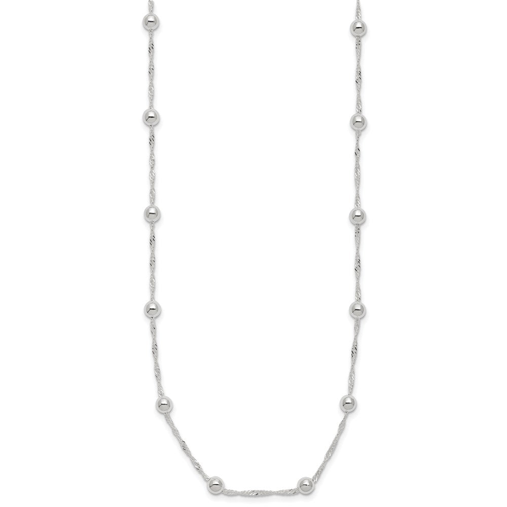 Sterling Silver Polished Beaded 18in Necklace 18 Inches