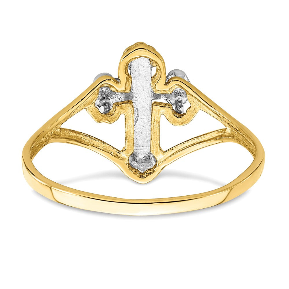 14k w/Rhodium Cross Ring Size 7