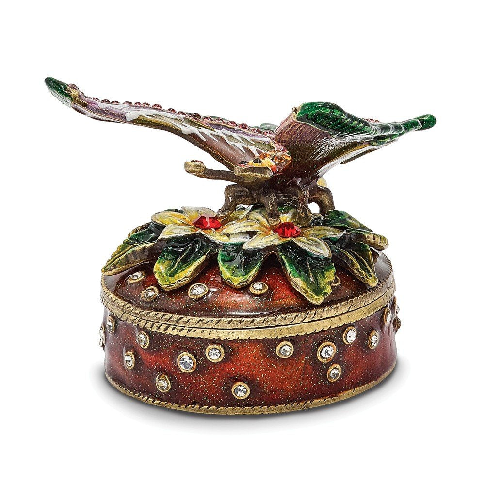 Pewter Butterfly Flowers Trinket Box