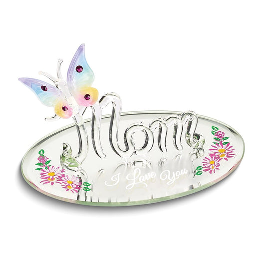 Glass Baron MOM I LOVE YOU with Butterfly Figurine Q-GM21673