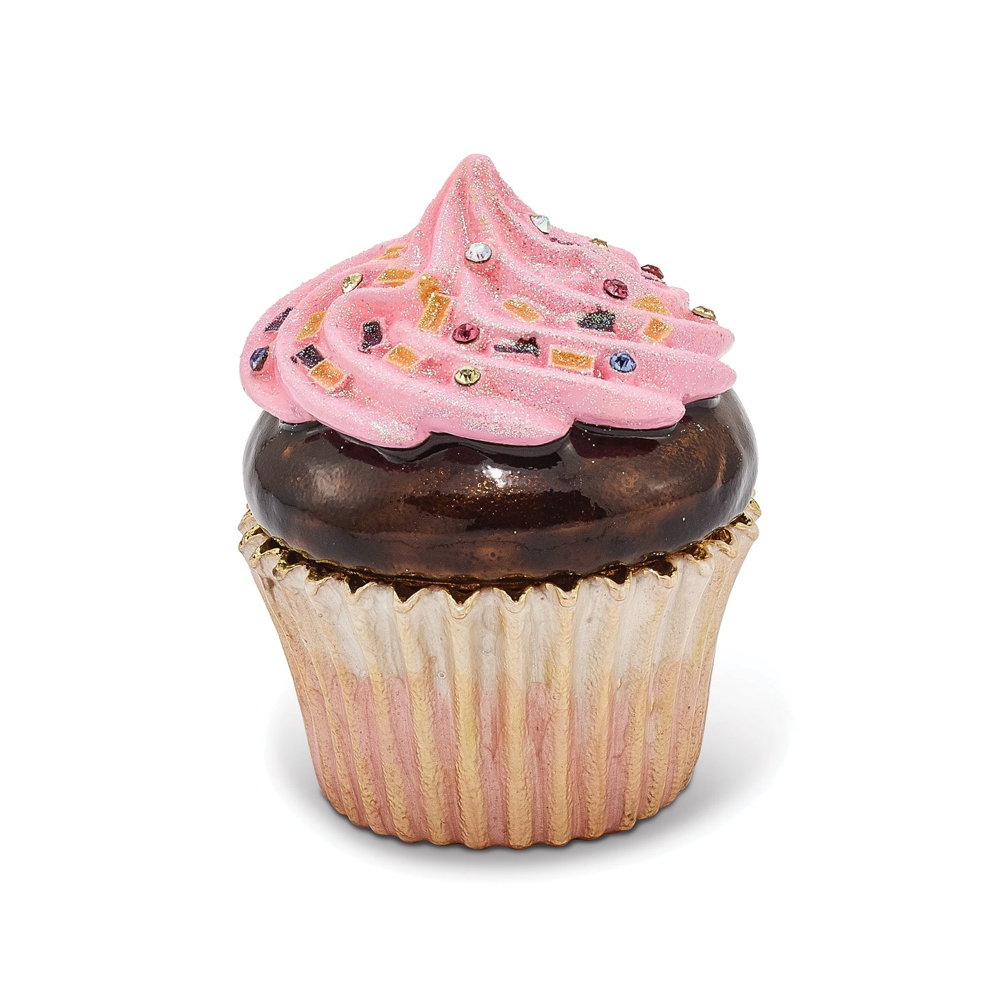 Pewter Multicolor Cupcake Trinket Box