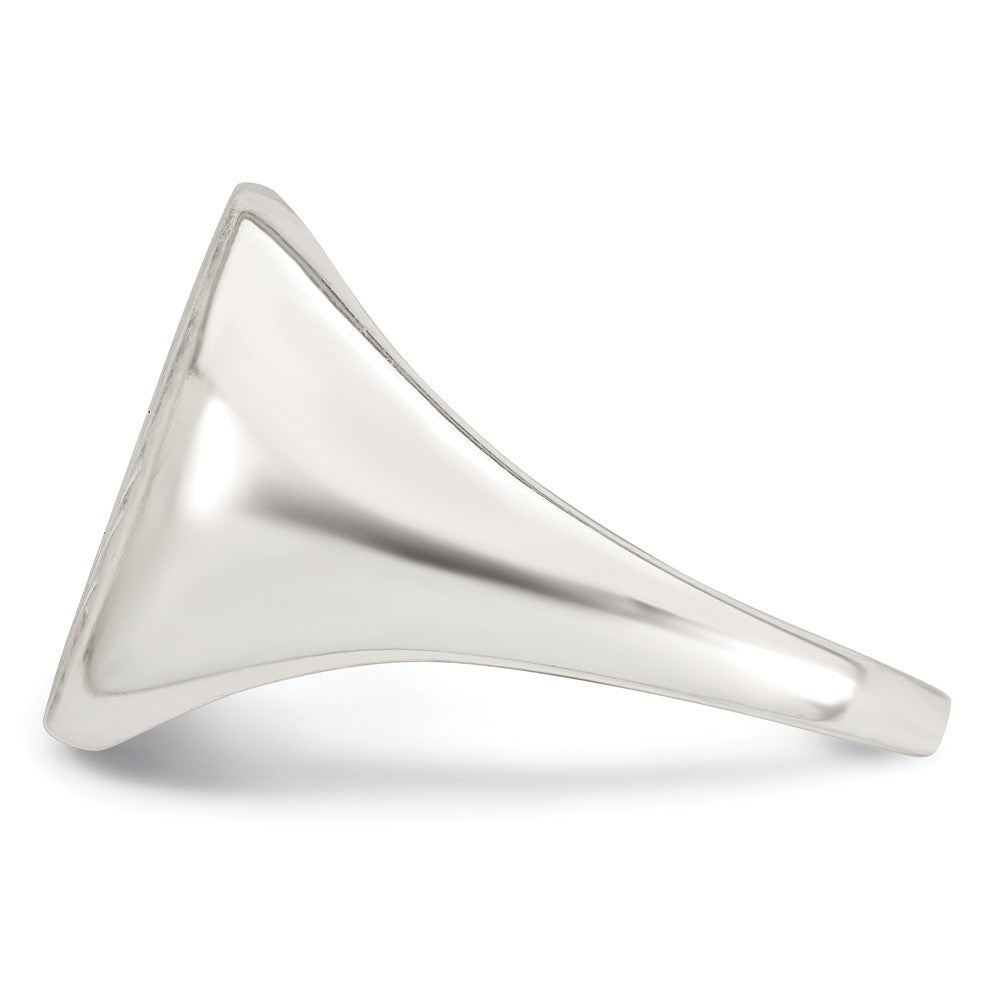 Sterling Silver Polished Brushed and Grooved 15.3mm x 13.2mm Rectangle Closed Back Size 11 Mens Signet Ring