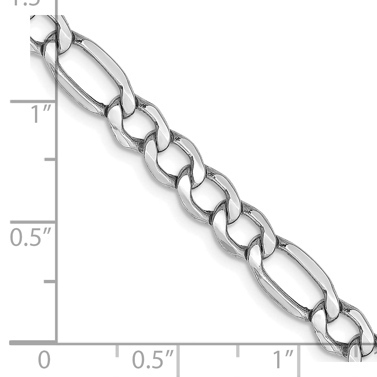 14K White Gold 24 inch 5.75mm Semi-Solid Figaro with Lobster Clasp Chain