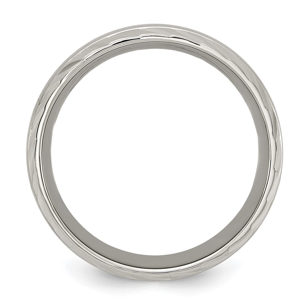 Titanium Polished w/Brushed Center & Grooved Edge 8mm Band Size - 8