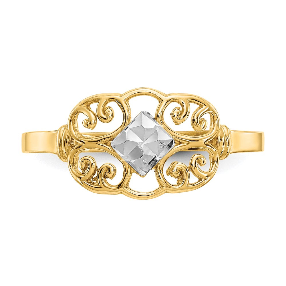 14K w/Rhodium Filigree Ring Size 7