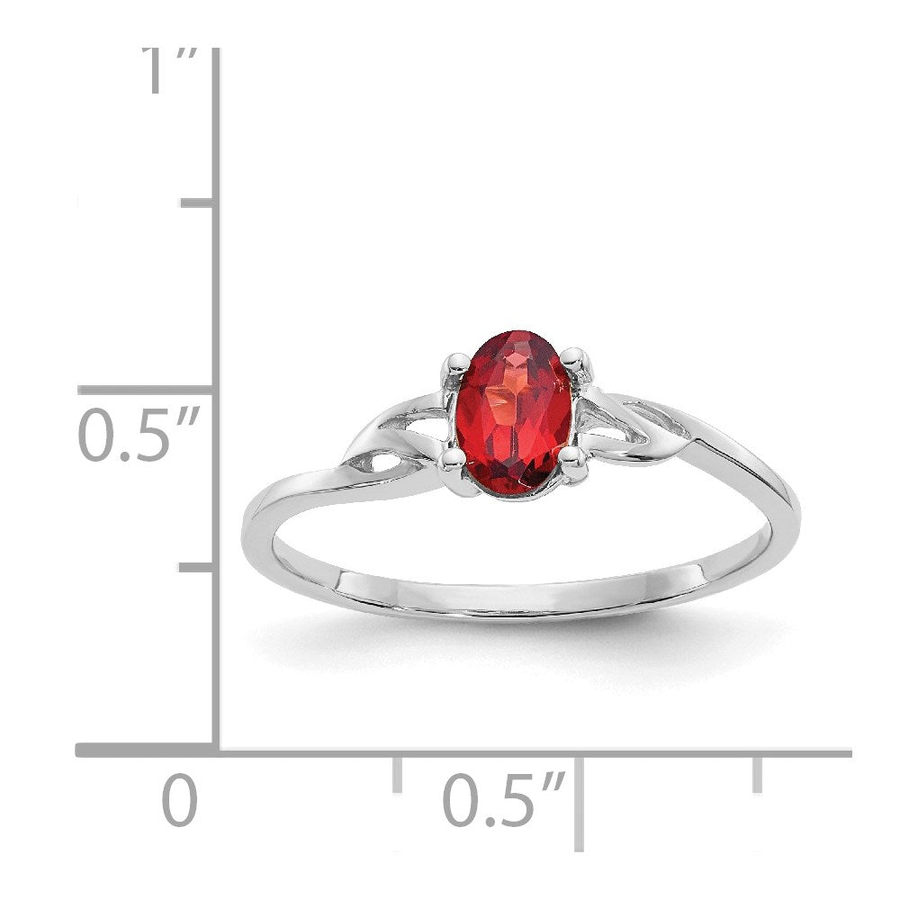 10k White Gold Polished Genuine Garnet Birthstone Ring