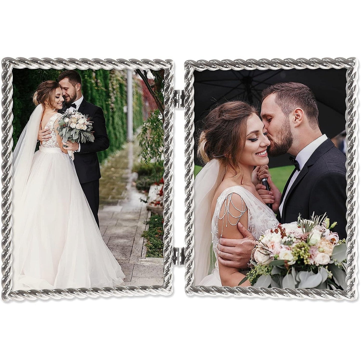 Silverplate ROPE BORDER 5x7 Double frame - 5x7