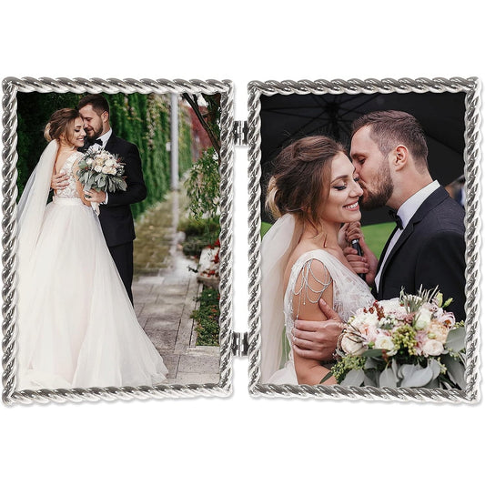 Silverplate ROPE BORDER 5x7 Double frame - 5x7