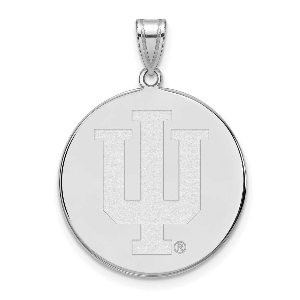 Sterling Silver Rhodium-plated LogoArt Indiana University I-U Extra Large Disc Pendant QSS070IU