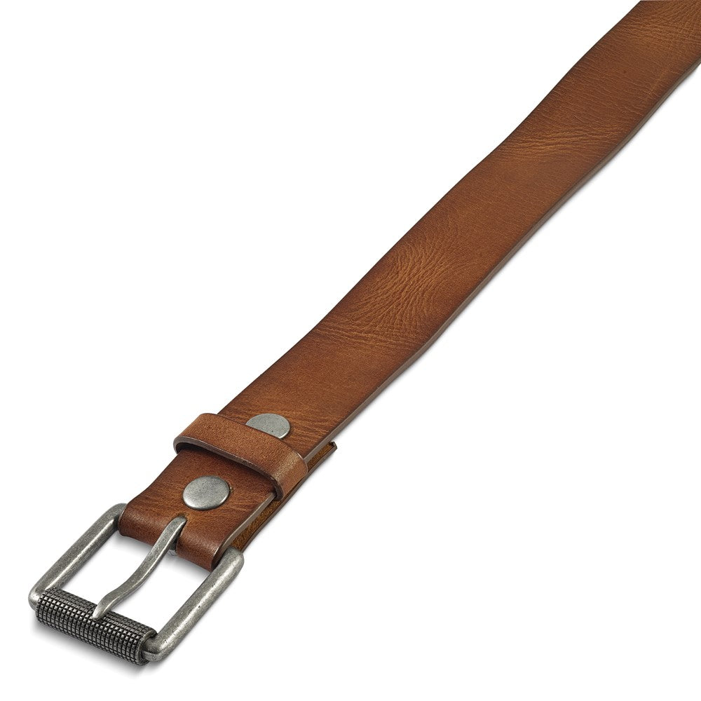 Tan Tumbled Cowhide Leather Silver-tone Buckle Belt Size 40