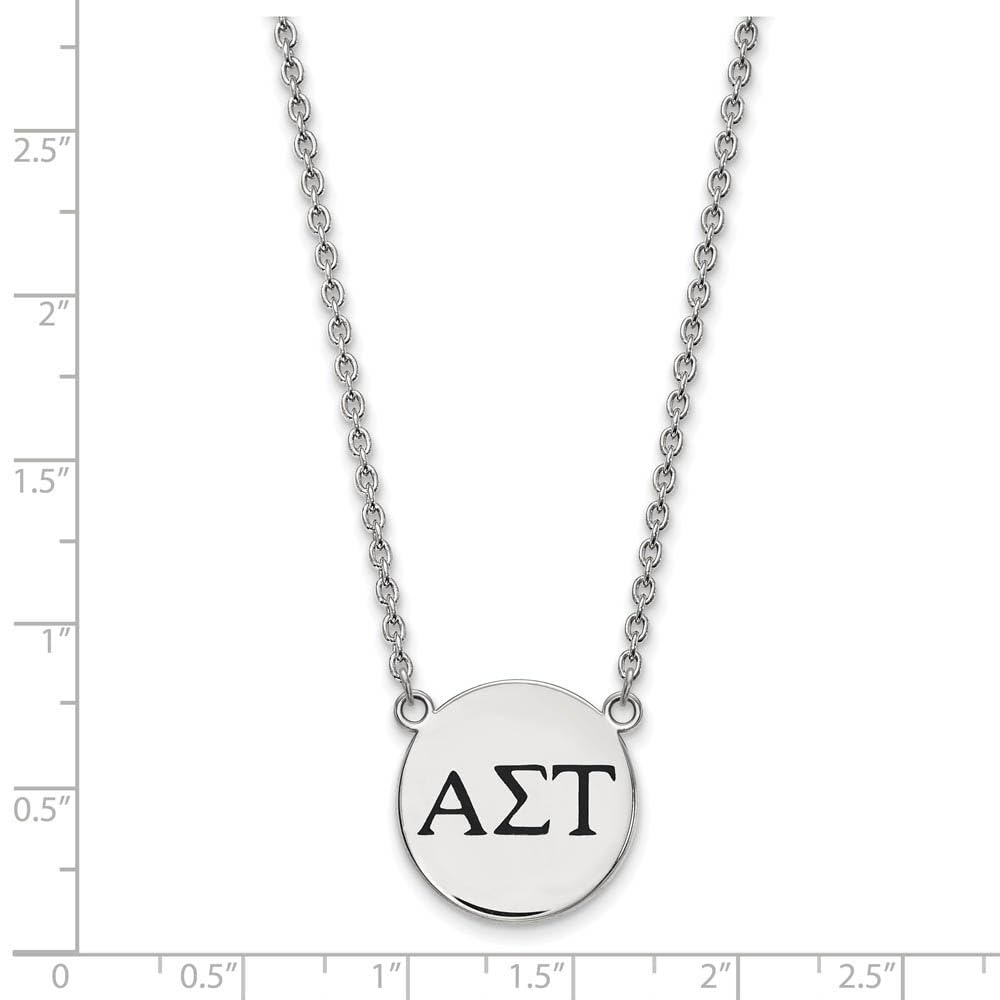 Sterling Silver 18in Official Licensed Greek Sororities Alpha Sigma Tau (???) Small Enamel Pendant w/Necklace
