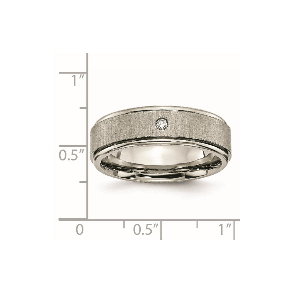 Titanium Brushed/Polished .05ct Diamond Rounded Edge 7mm Band Size - 9.5