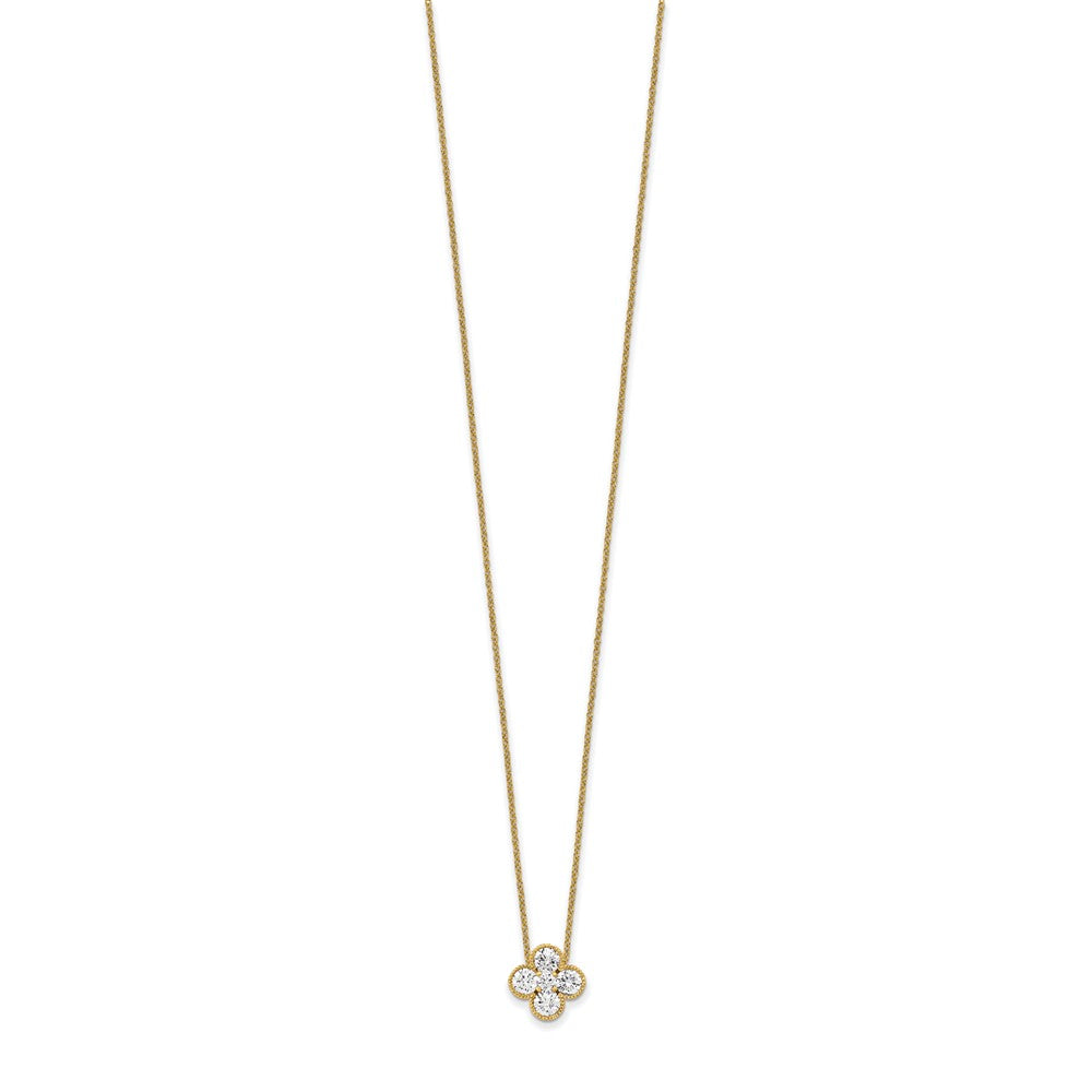 True Origin 14k 1 carat Lab Grown Diamond VS DEF 18 inch Bloom Floral Pendant Necklace