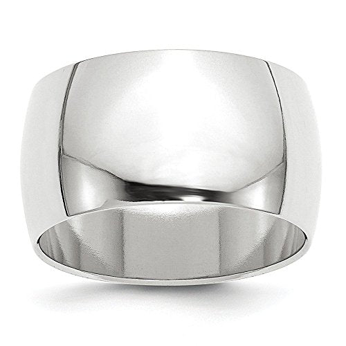 10k White Gold 12mm Half Round Wedding Band Size 6