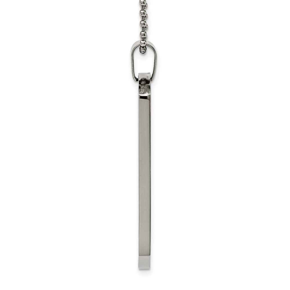 Stainless Steel Brushed & Polished Round Edge XLarge 4mm DogTag Necklace