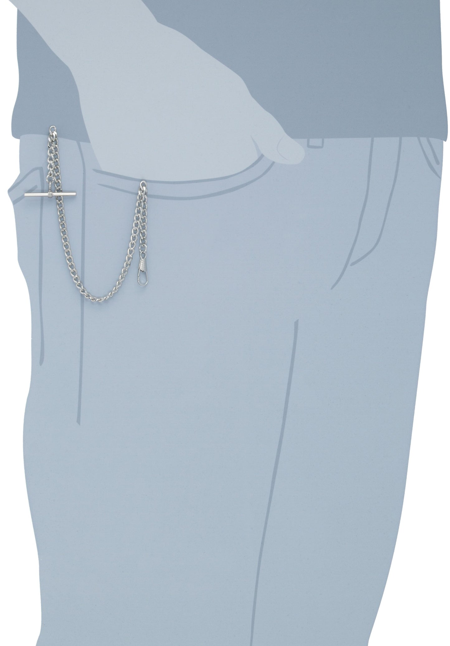 Charles Hubert Chrome-Finish Brass Bar End Pocket Watch Chain