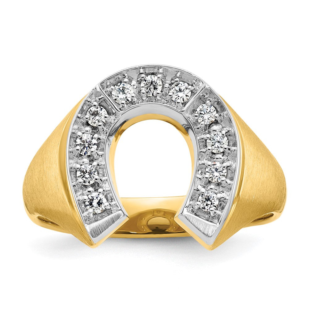 14k Two-tone IBGoodman Men's Satin Horseshoe Diamond Ring Mounting