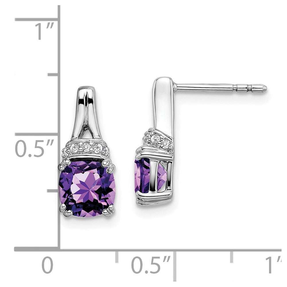 14k White Gold Amethyst and Diamond Earrings