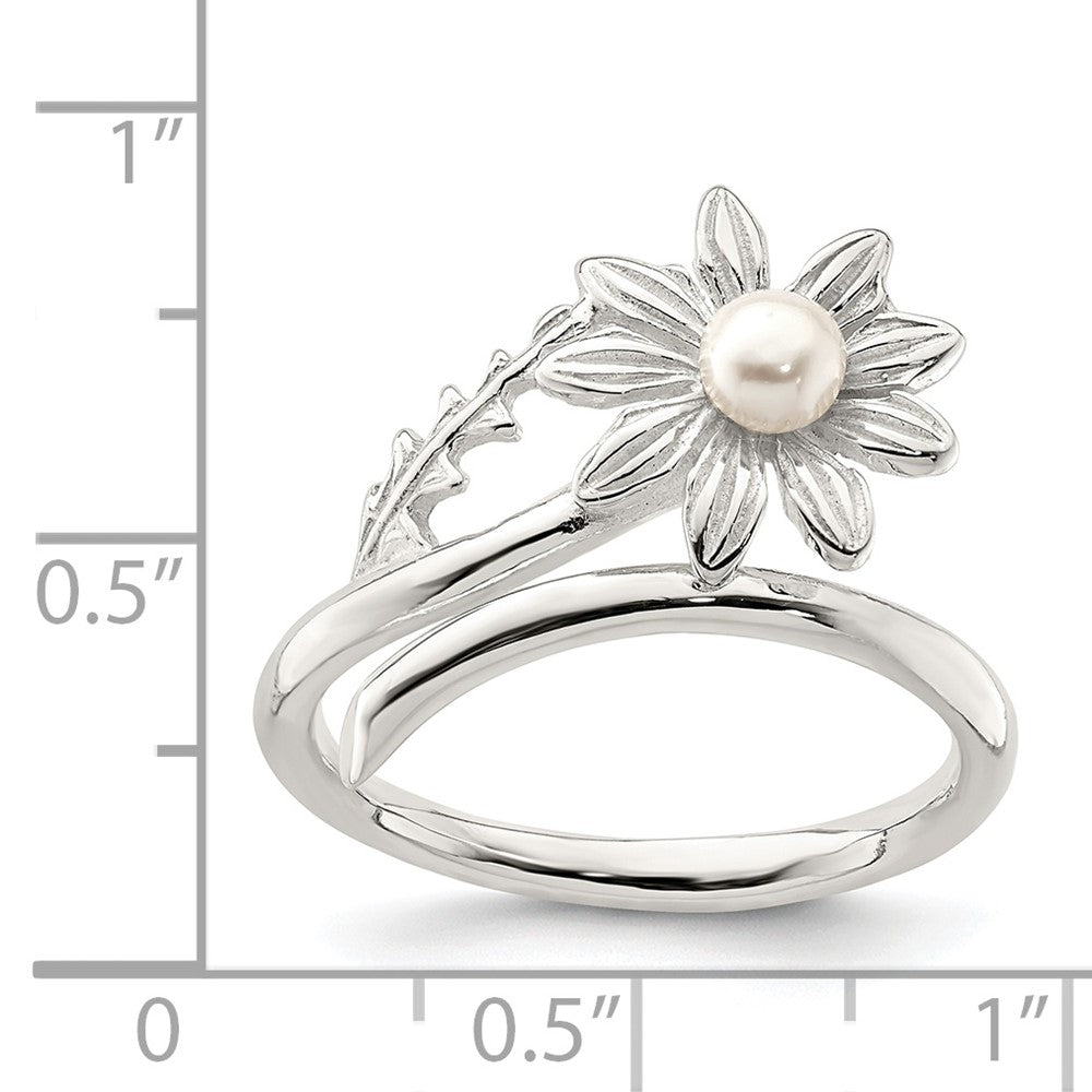 Sterling Silver Freshwater Cultured Pearl Flower Ring