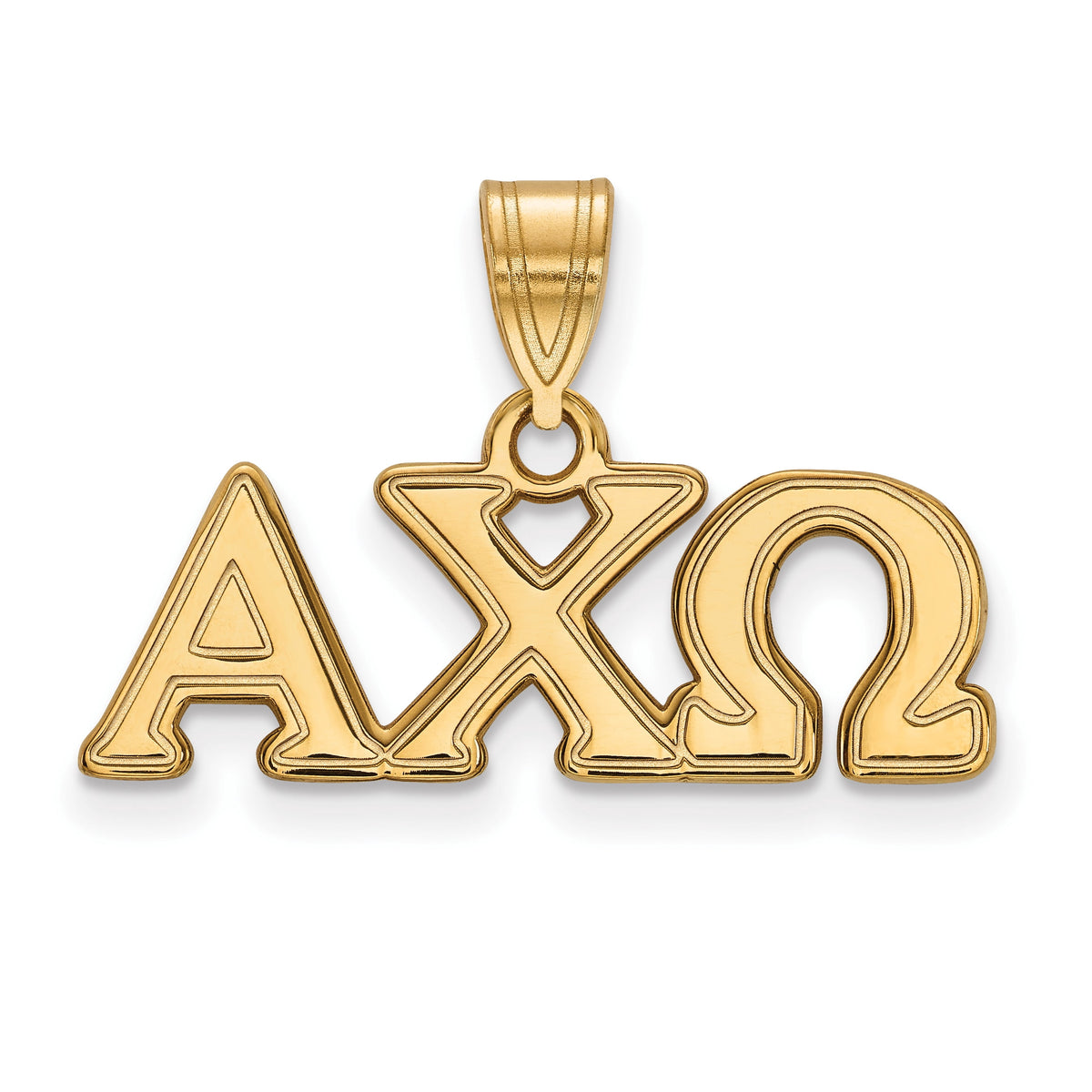 Sterling Silver w/ 14K Yellow Gold-Plated Official Licensed Greek Sororities Alpha Chi Omega (???) Medium Pendant