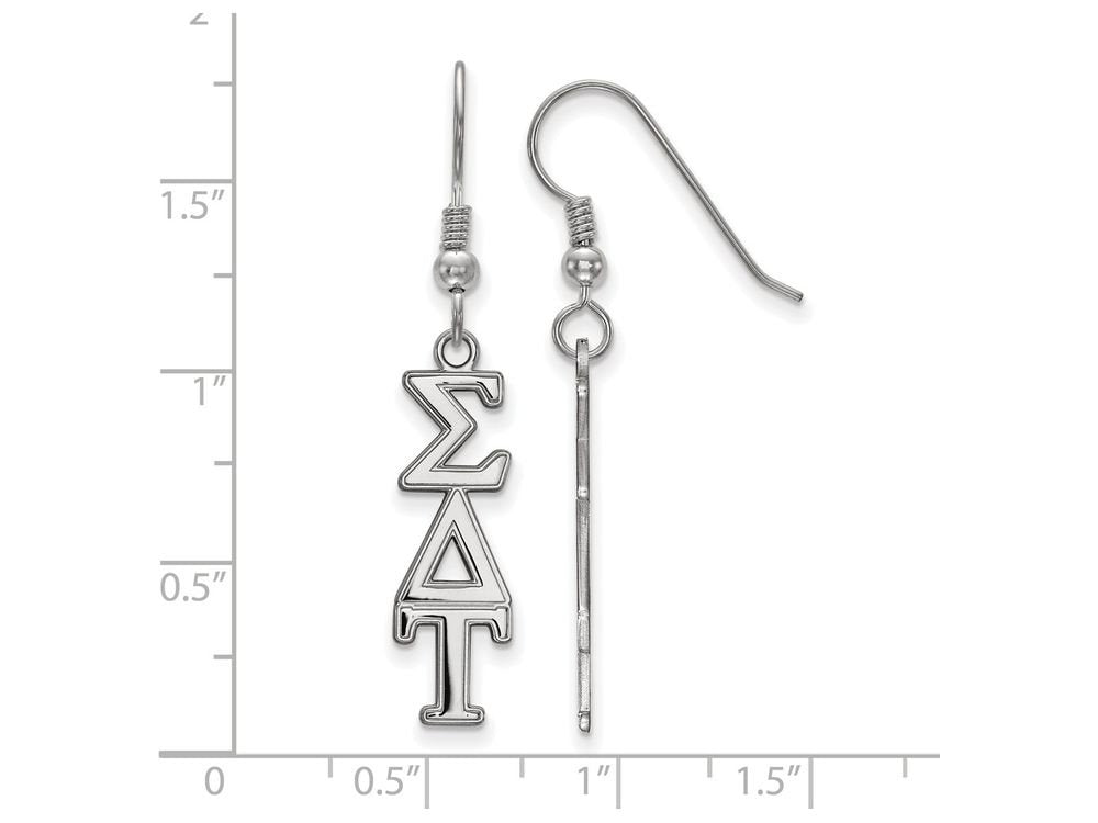 Sterling Silver Official Licensed Greek Sororities Sigma Delta Tau Dangle Medium Earrings