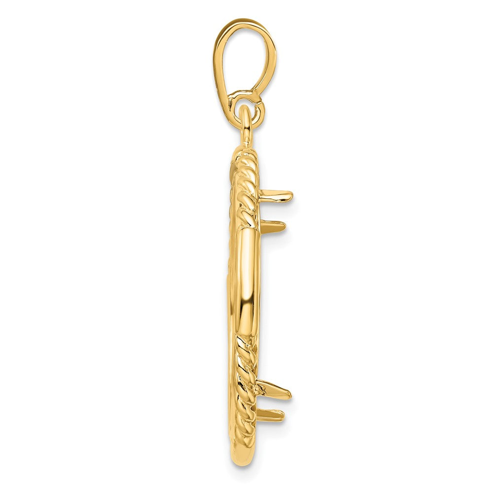 Wideband Distinguished Coin Jewelry 14k Polished Quadruple Twist and Bright 21.6mm Prong Coin Bezel Pendant