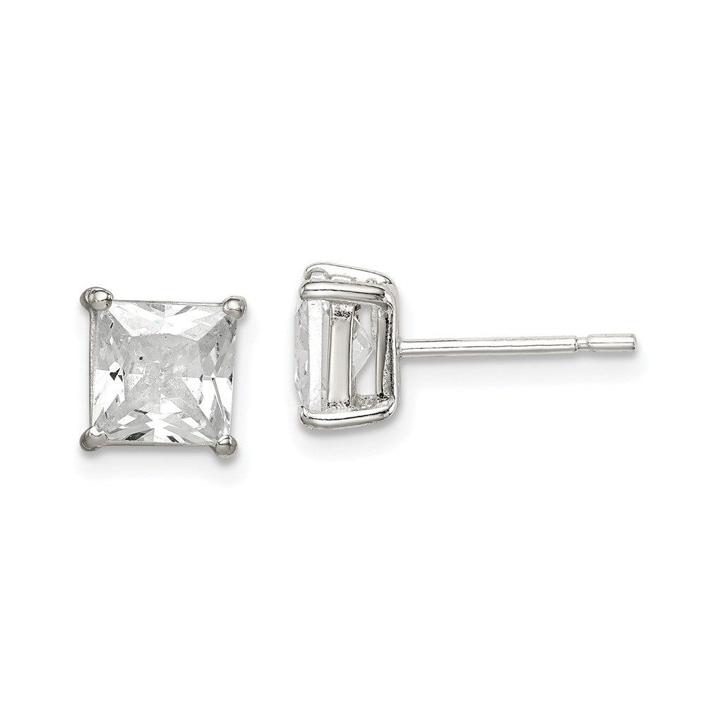 Sterling Silver Rhodium-plated Polished CZ Three Star Ear Climber Earrings