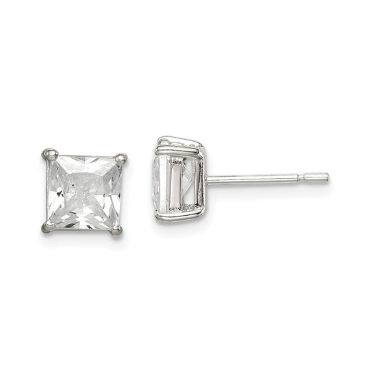 Sterling Silver Rhodium-plated Polished CZ Three Star Ear Climber Earrings