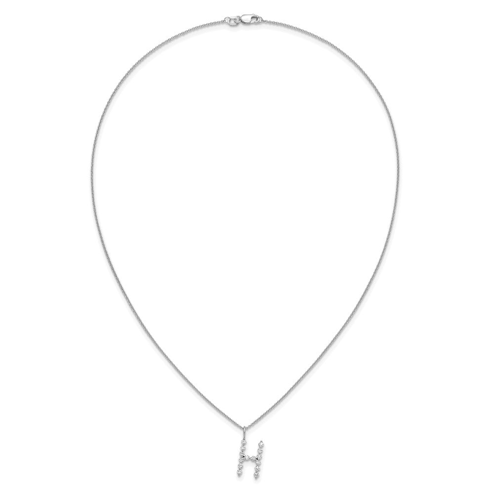 True Origin 14k White Gold 1/2 carat Lab Grown Diamond VS DEF 18 inch Alphabet H Pendant Necklace
