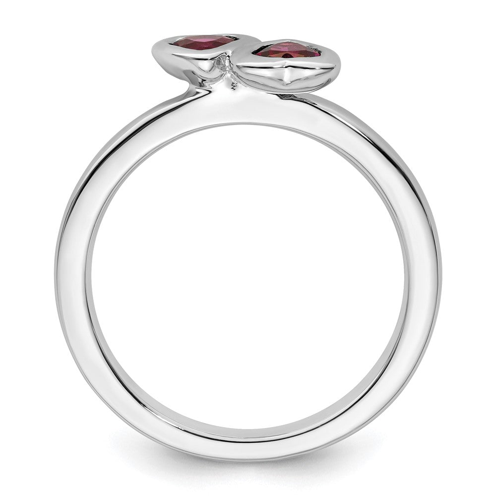 Sterling Silver Stackable Expressions Rhodolite Garnet Double Heart Ring Size -8