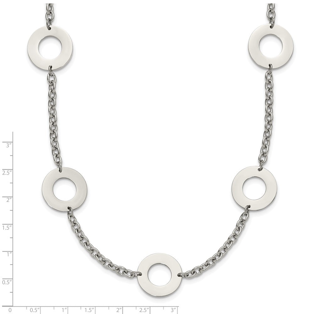 Stainless Steel Polished Circles 26in Necklace