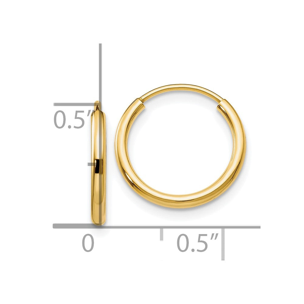 14k 1.2mm Polished Round Endless Hoop Earrings