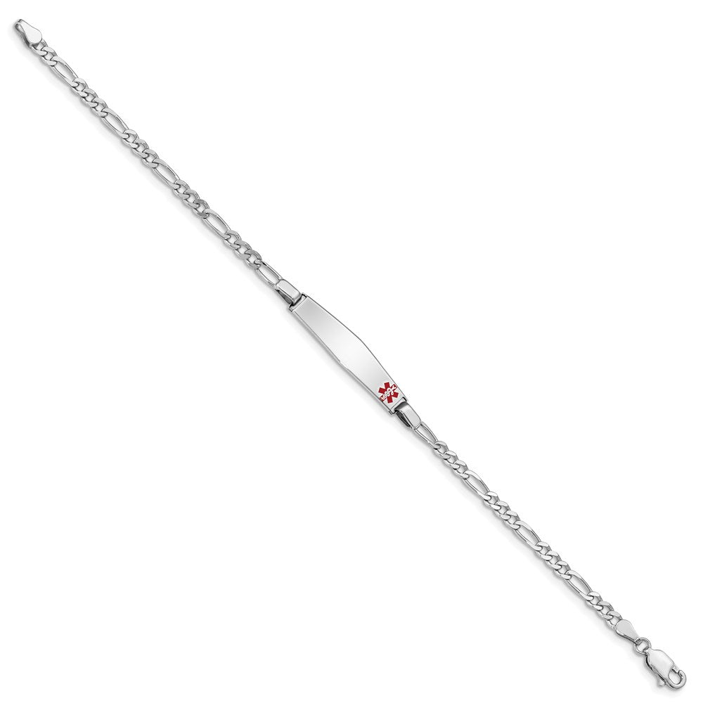 Sterling Silver Rhodium-plated Medical ID Figaro Link Bracelet 8 inches