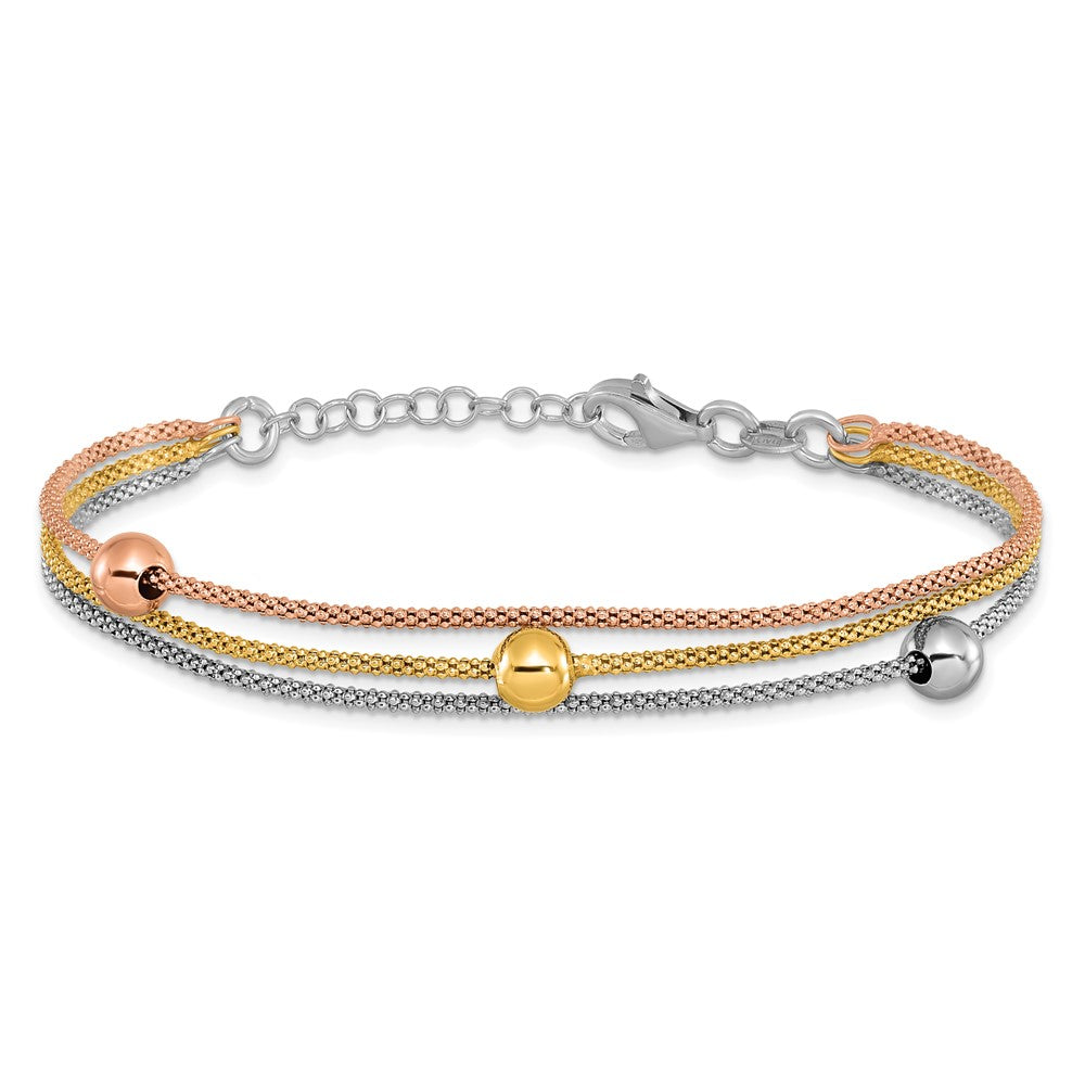 Sterling Silver Rose & Yellow Gold-plated w/ 1in ext Bracelet 8  inches